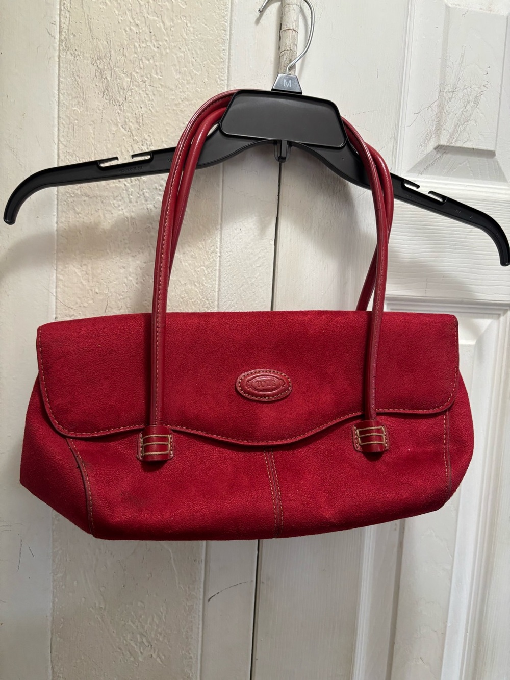 Tod's Red Suede Shoulder Bag - Classic Women’s Handbag